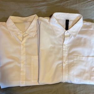 2 Mens LuLuLemon Dress Shirts. Color: White; Size Mediums.